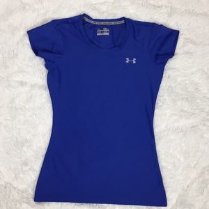 Under Armour Fitted Heatgear Blue T-Shirt Size S